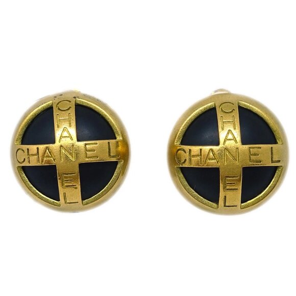 Chanel Gold Button Earrings Clip-On 95P 113993 - Picture 1 of 4
